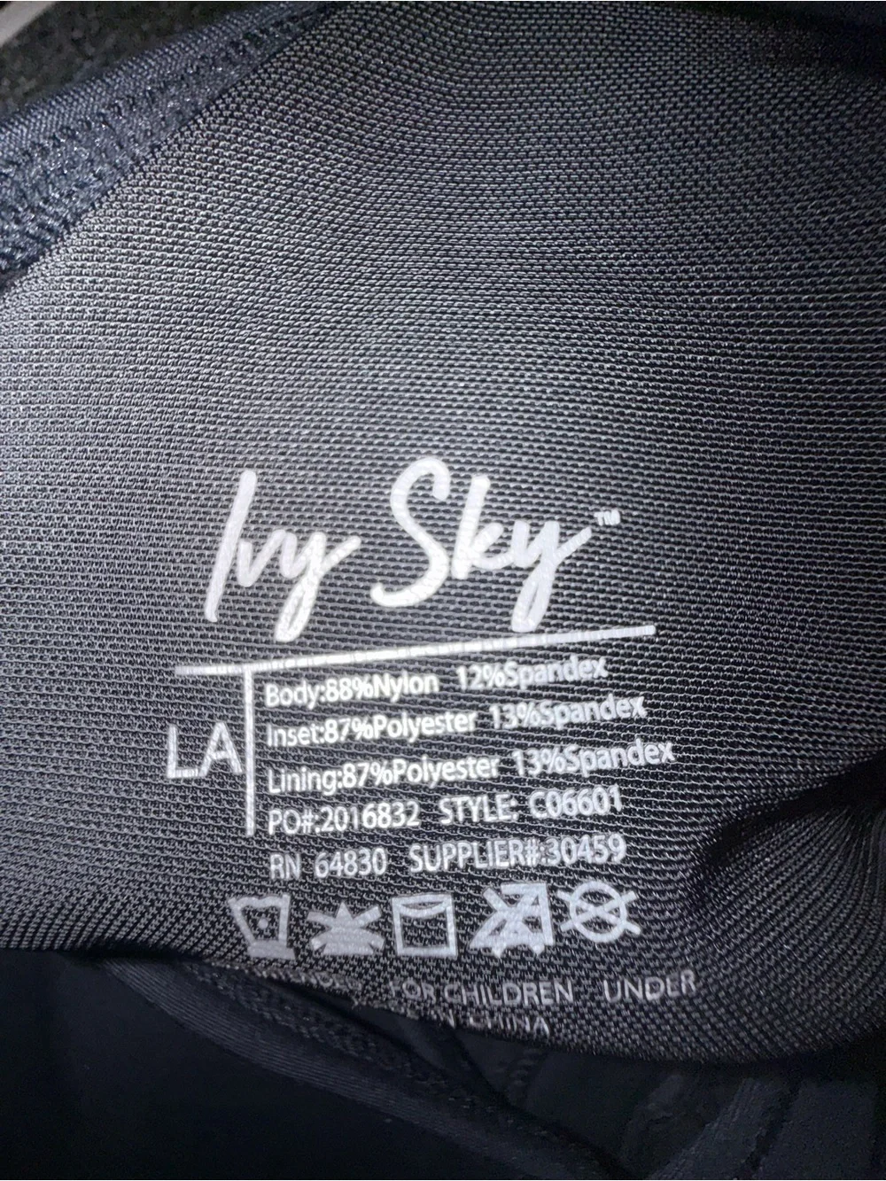 Ivy Sky Black Dance Leotard Size Adult Large